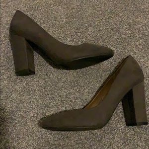 Grey suede pumps